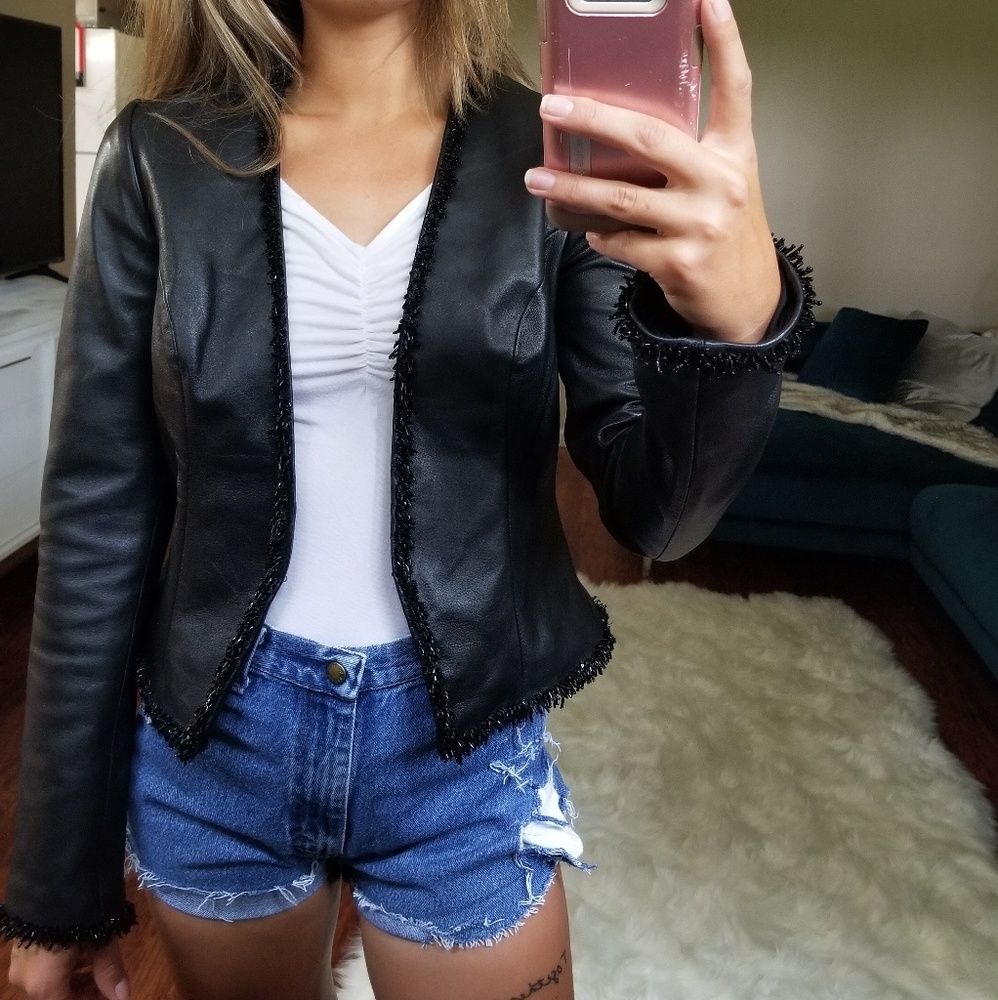 100 Leather, Beaded Jacket Vintage Cache Gem